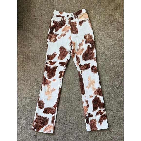 WeWoreWhat Cowhide Print Jeans, Size 25, Worn Once - Picture 2 of 9